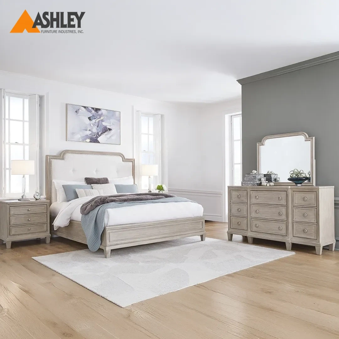 JORLAINA BEDROOM SET KING SIZE (193*203 CM) LIGHT BROWN MADE FROM WOOD,ENGINEERED WOOD