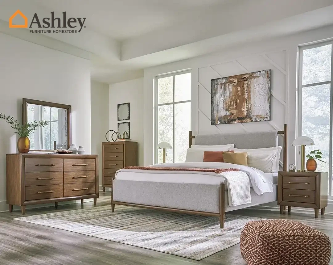 LYNCOTT BEDROOM SET KING SIZE WITH CHEST (193*203 CM) MADE FROM WOOD,ENGINEERED WOOD