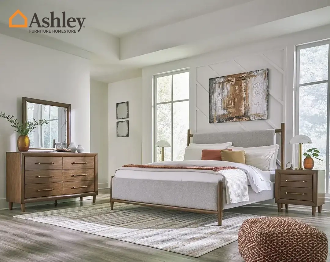 LYNCOTT BEDROOM SET KING SIZE (193*203 CM) MADE FROM WOOD,ENGINEERED WOOD