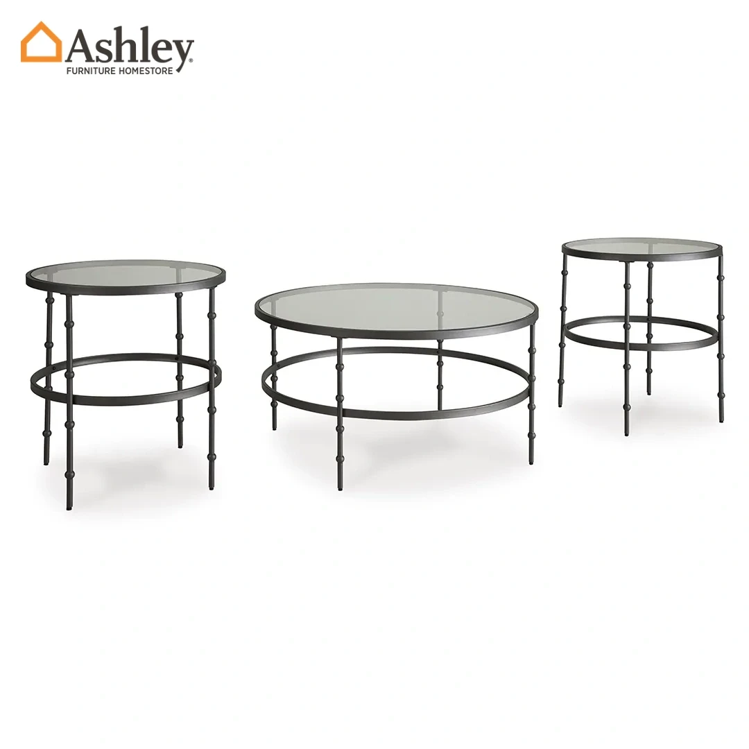 طقم طاولات قهوة 3 قطع كيليكو لون رمادي