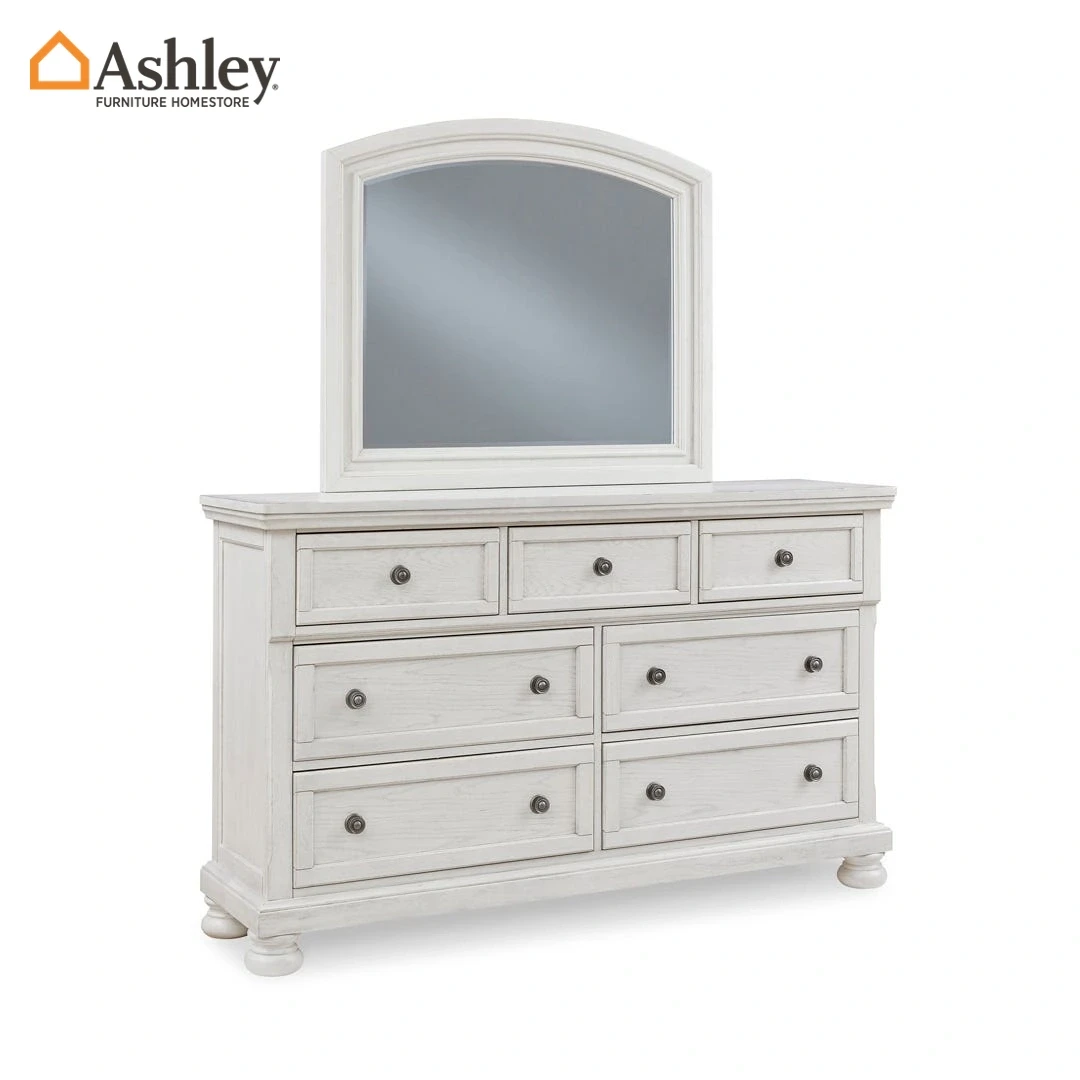 ROBBINSDALE DRESSER + MIRROR MADE FROM ENGINEERED WOOD,MIRROR