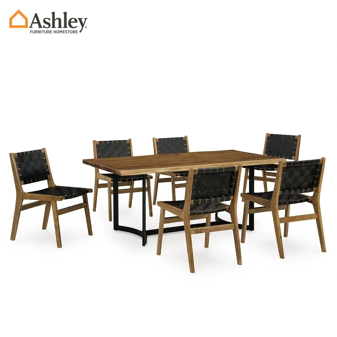 FORTMAINE DINING TABLE SET 6 CHAIRS MADE FROM WOOD