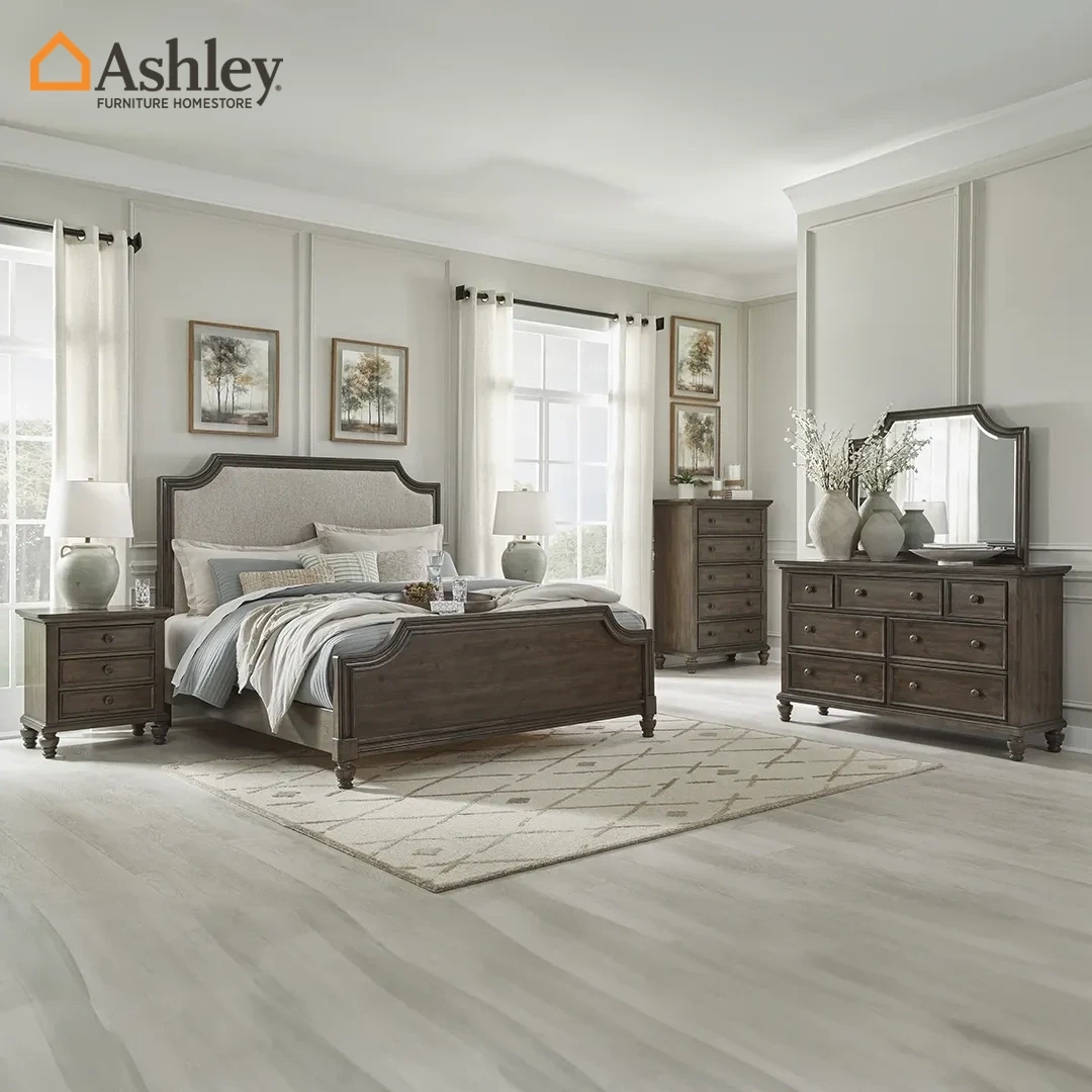 VERAMOND BEDROOM SET KING SIZE (193*203 CM) DARK BROWN MADE FROM WOOD,ENGINEERED WOOD