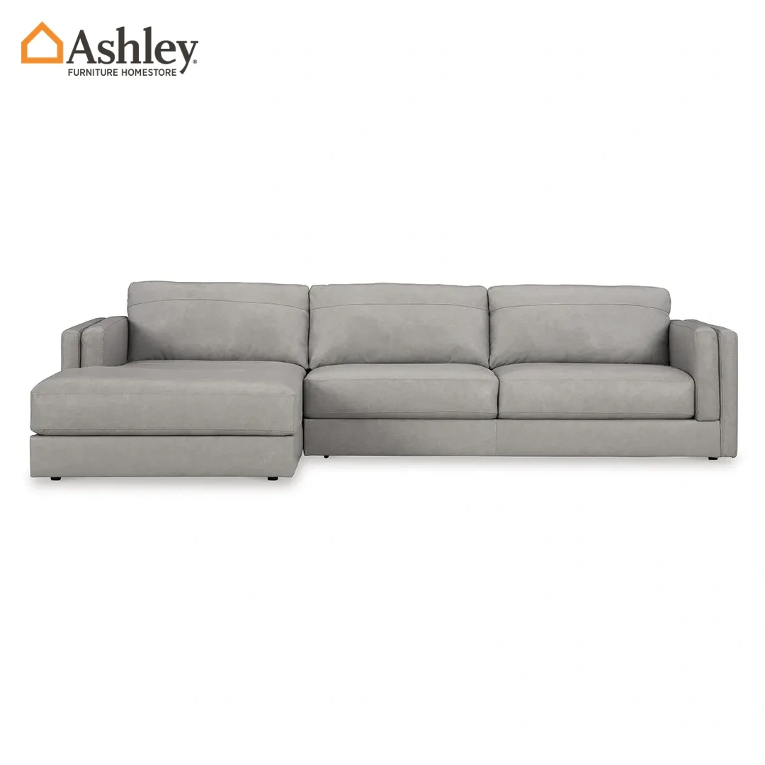 AMIATA SECTIONAL SOFA 2 PCS GREY MADE FROM LEATHER
