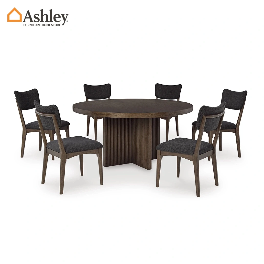 KORESTONE DINING TABLE SET 6 CHAIRS MADE FROM WOOD,ENGINEERED WOOD