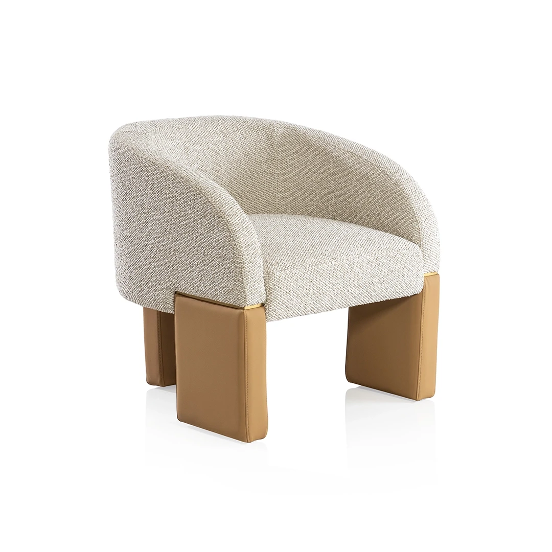 كرسي استقبال فلارا بلون بيج وبني بتصميم معاصر