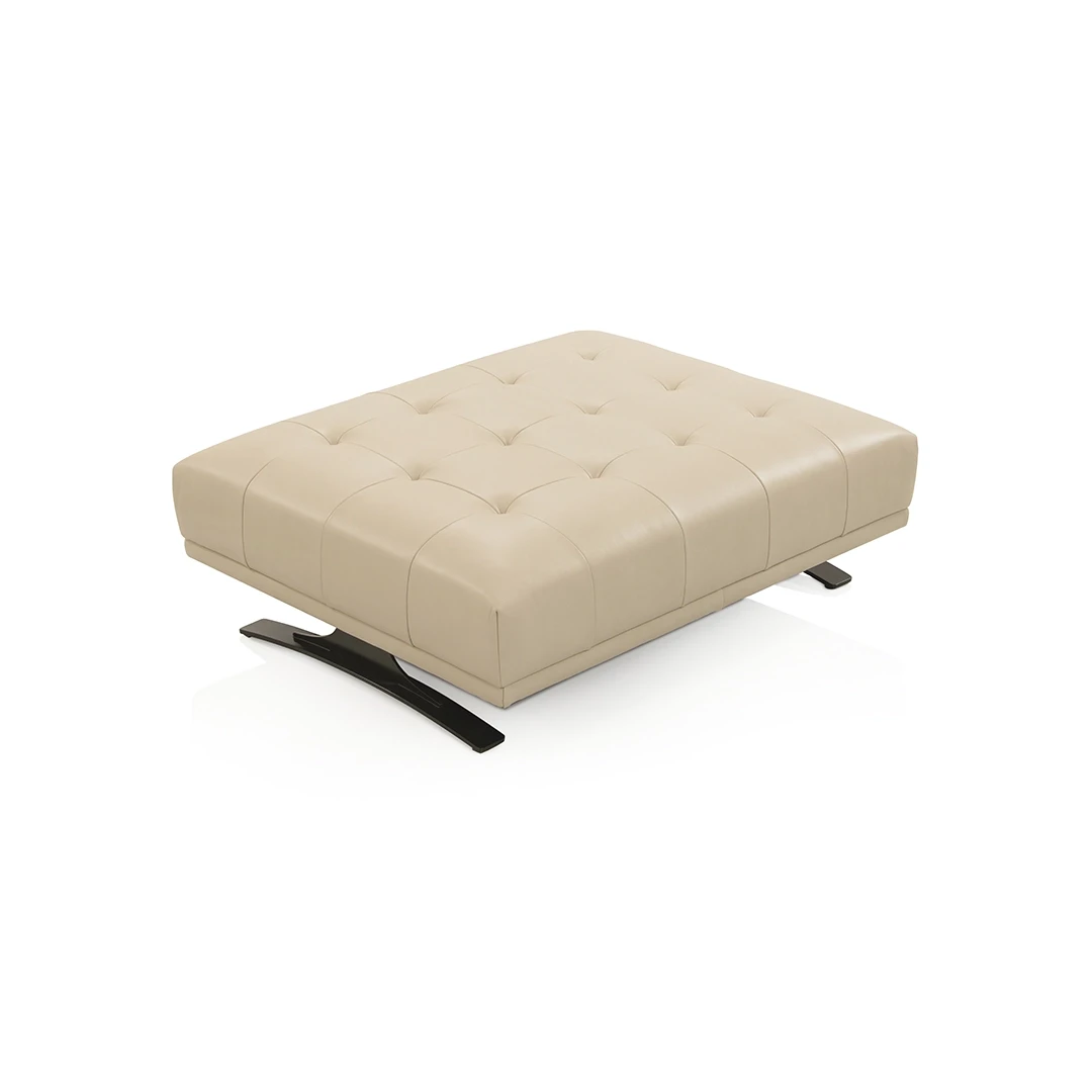OMASYS LEATHER OTTOMAN WHITE