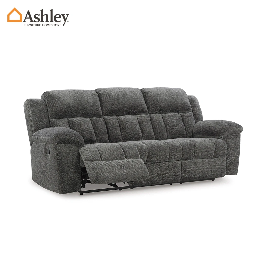 FROHN SOFA RECLINER 3 SEATER GREY MADE FROM FABRIC