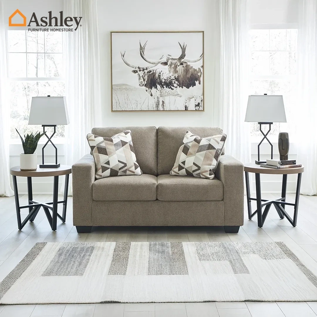 BRISTAVIEW LOVESEAT 2 SEATER DARK BEIGE MADE FROM FABRIC