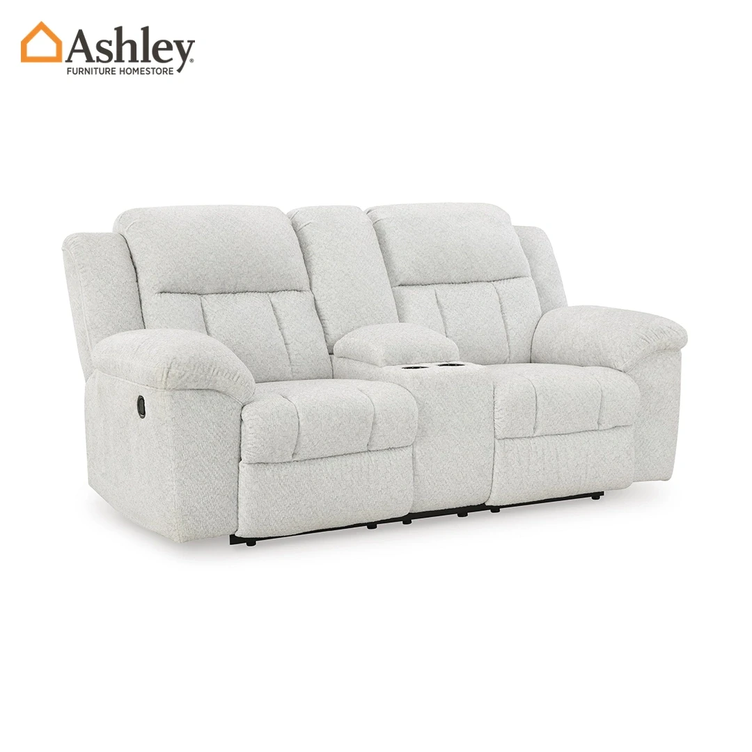 FROHN LOVESEAT RECLINER 2 SEATER WHITE MADE FROM FABRIC