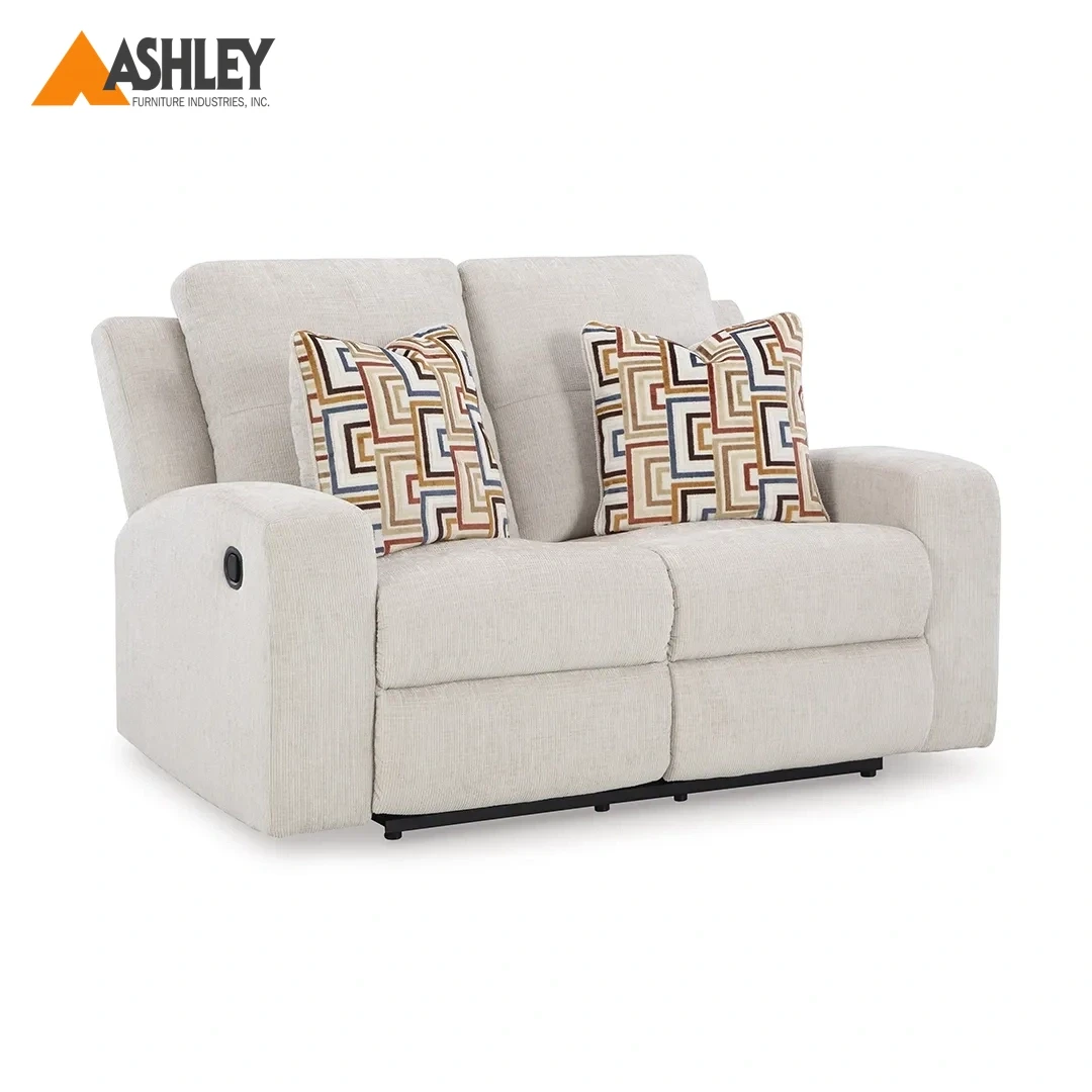 DANUM LOVESEAT RECLINER 2 SEATER WHITE MADE FROM FABRIC