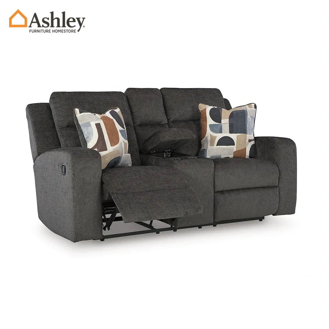 KANLOW LOVESEAT RECLINER 2 SEATER GREY MADE FROM FABRIC