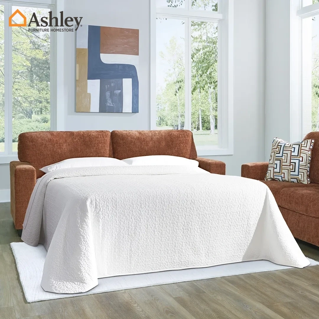 AVIEMORE SOFA SLEEPER 3 SEATER ORANGE MADE FROM FABRIC