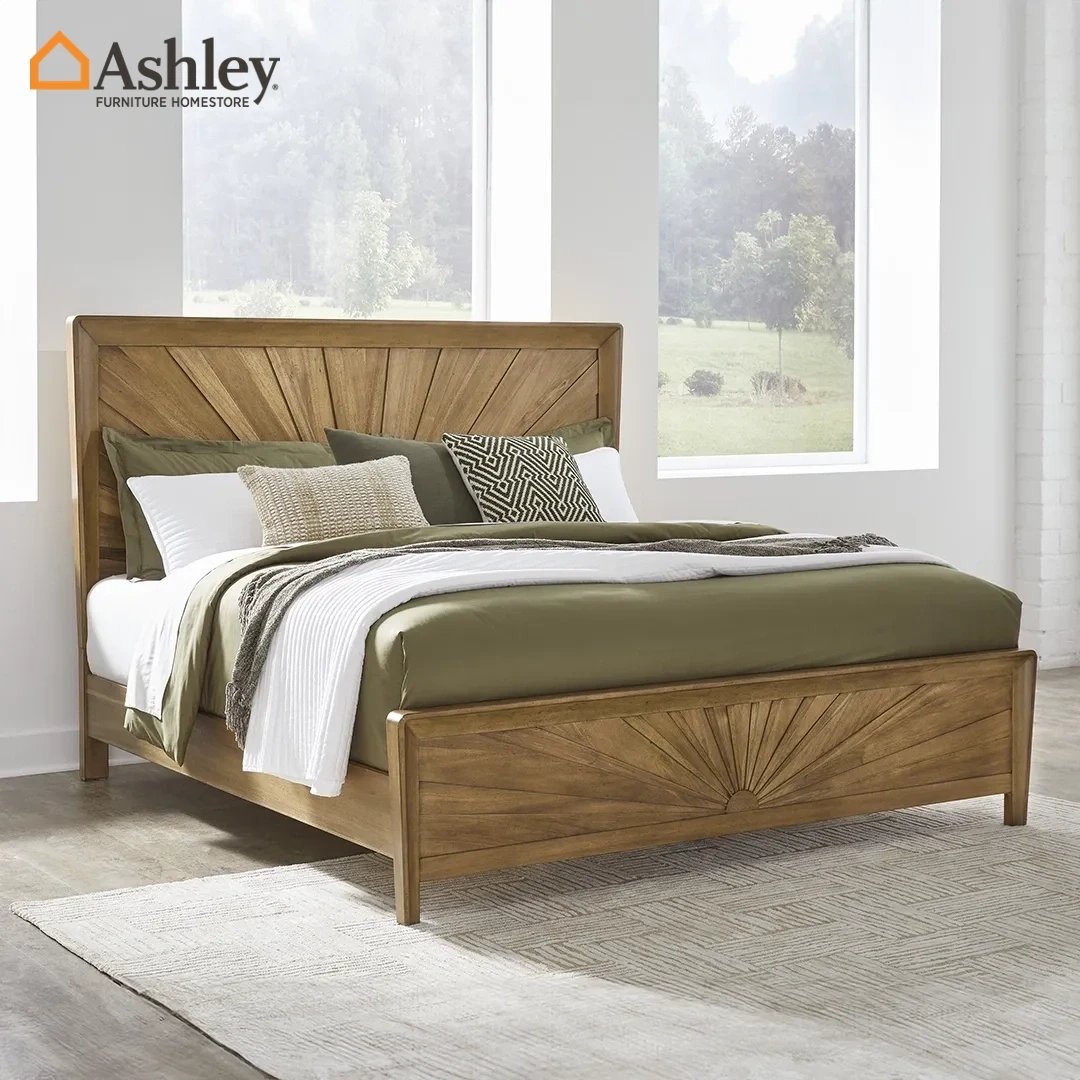 TAKSTON BED KING SIZE (193*203 CM) LIGHT BROWN MADE FROM ENGINEERED WOOD