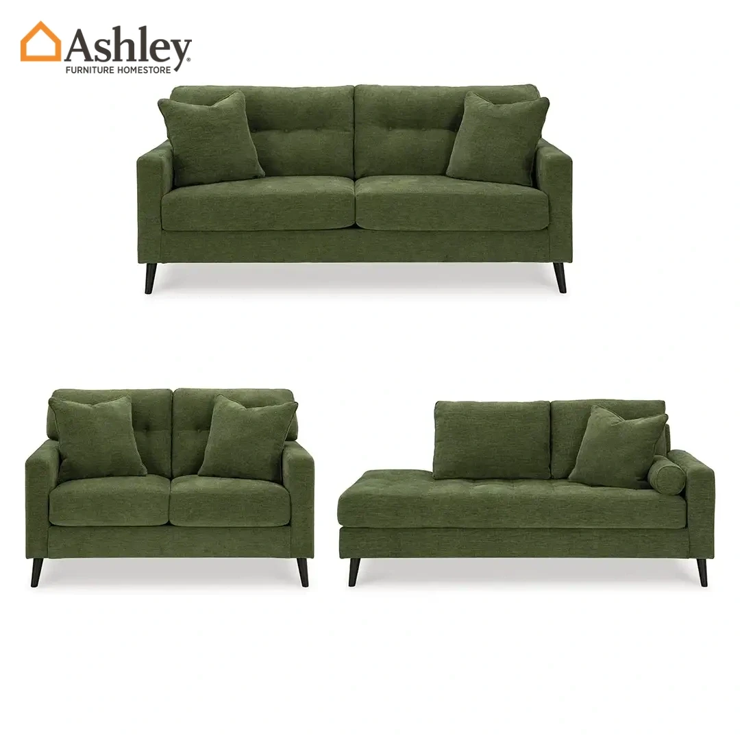 BIXLER SOFA SET 3 PCS GREEN MADE FROM FABRIC