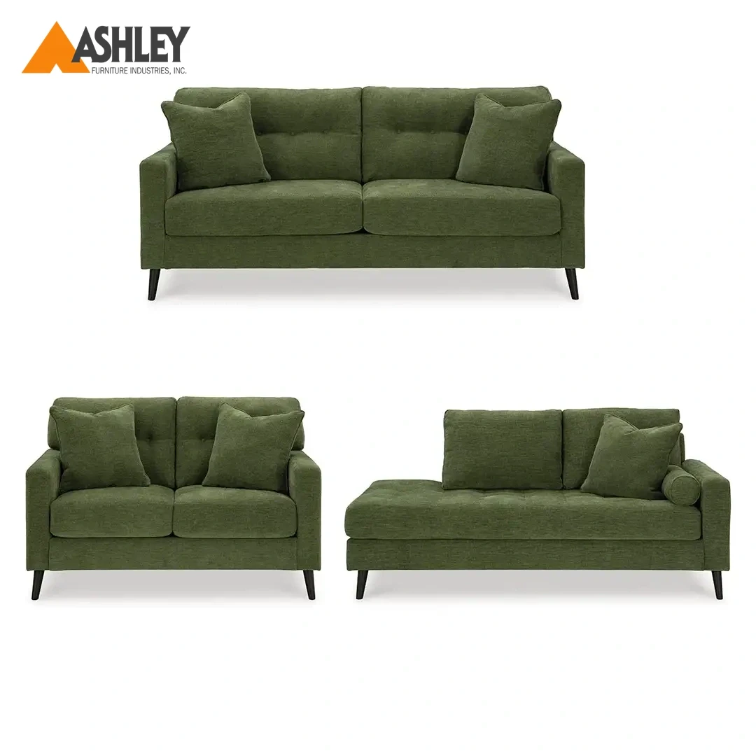 BIXLER SOFA SET 3 PCS GREEN MADE FROM FABRIC