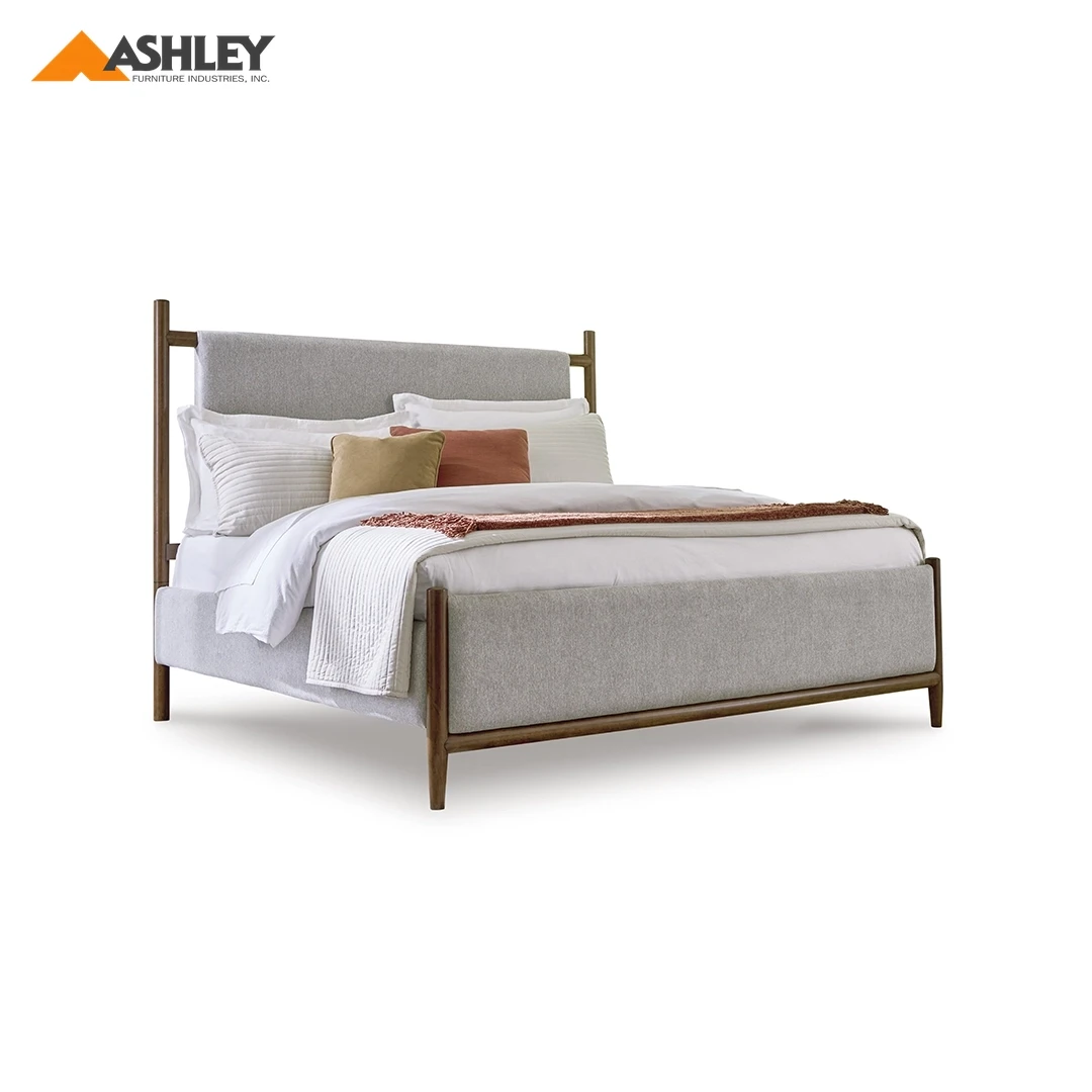 LYNCOTT BED QUEEN SIZE (150*200CM) - GREY