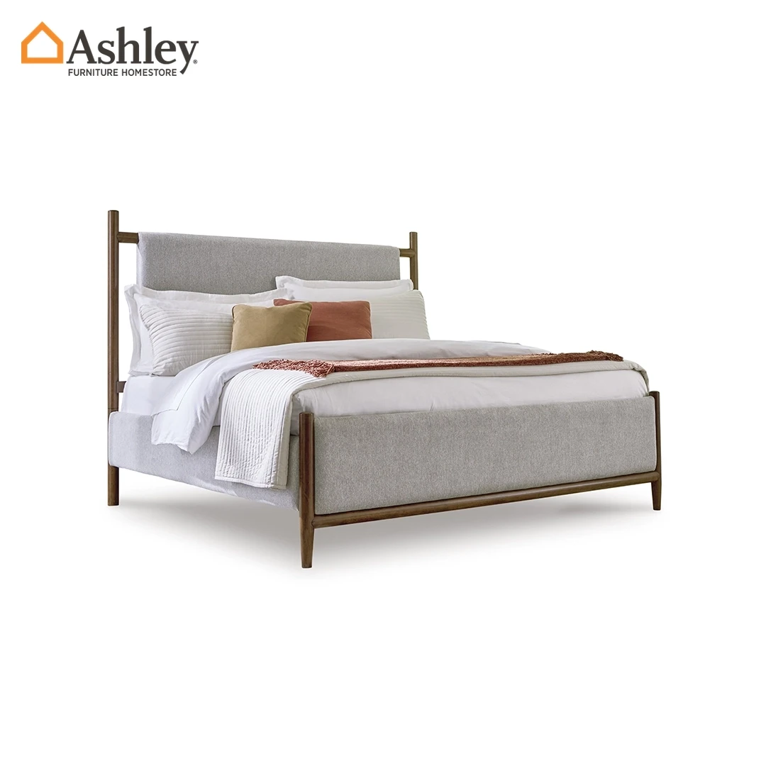 LYNCOTT BED QUEEN SIZE (150*200CM) - GREY