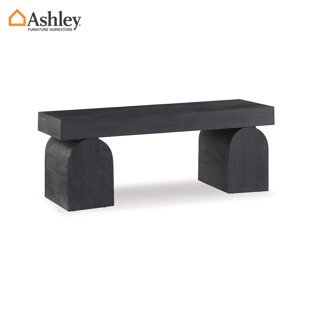 بنش هولغروف بتصميم انتقالي أنيق مصنوع من الخشب الصلب باللون الأسود