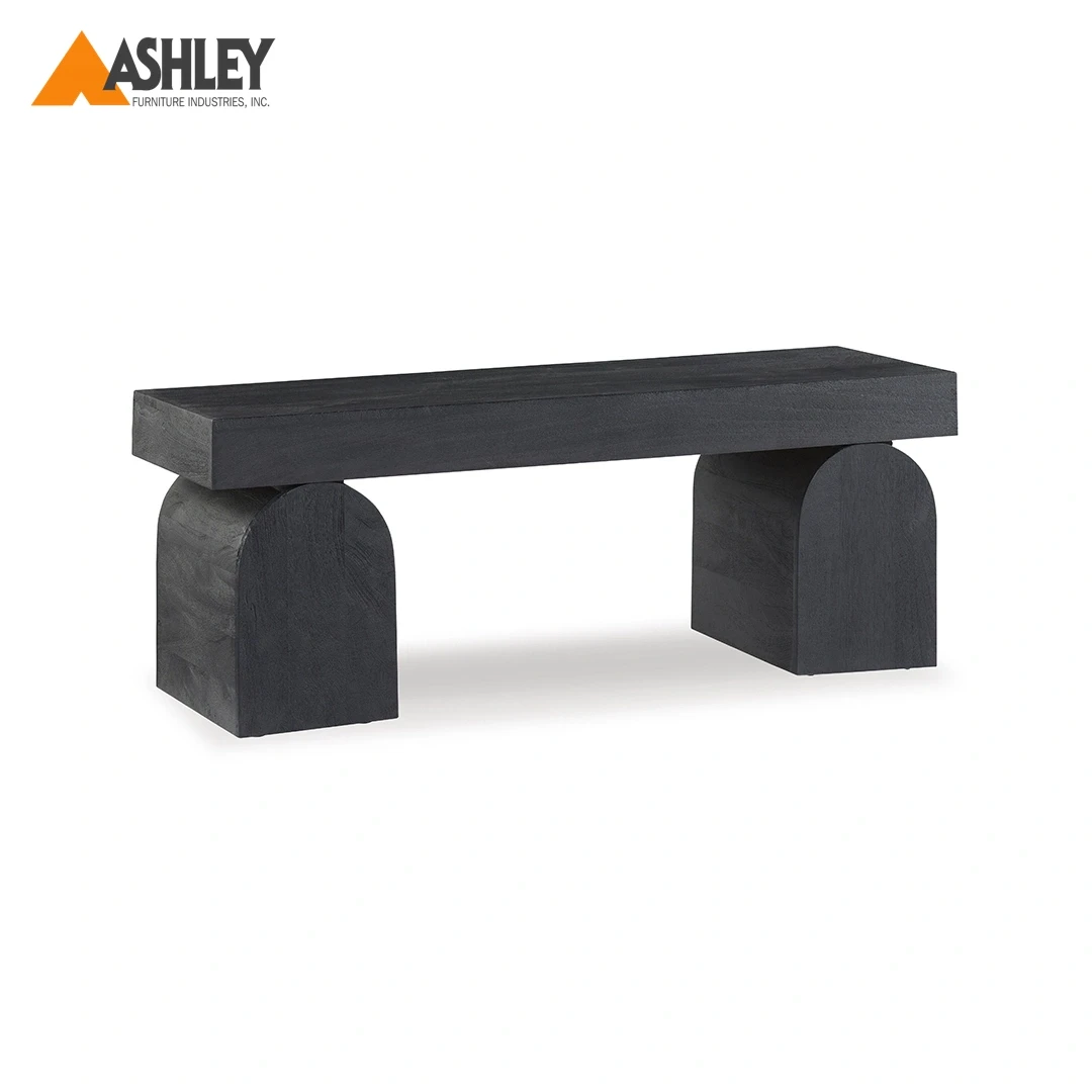 بنش هولغروف بتصميم انتقالي أنيق مصنوع من الخشب الصلب باللون الأسود