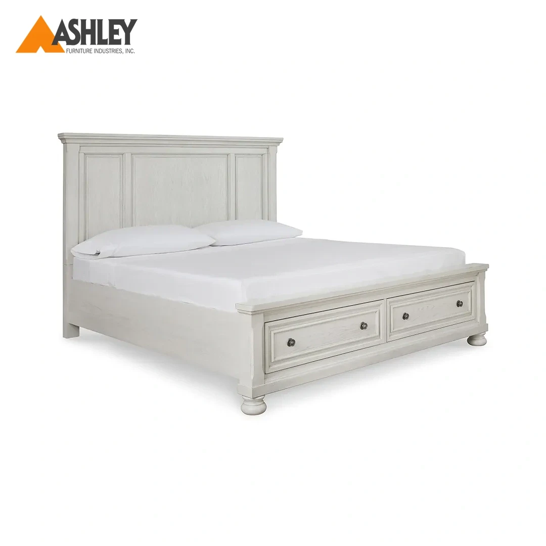 ROBBINSDALE BED KING SIZE (193*203 CM) Antique White MADE FROM ENGINEERED WOOD
