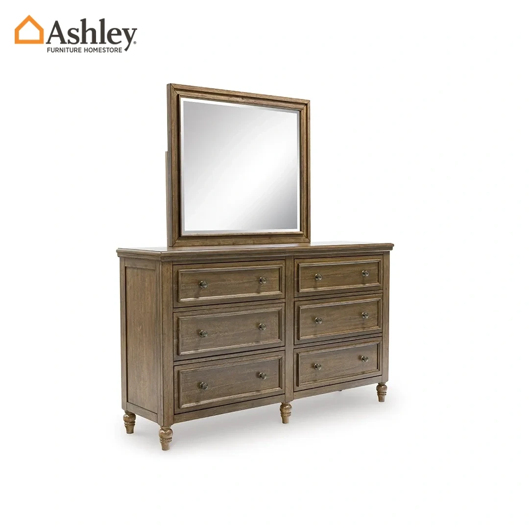 STURLAYNE DRESSER + MIRROR MADE FROM ENGINEERED WOOD