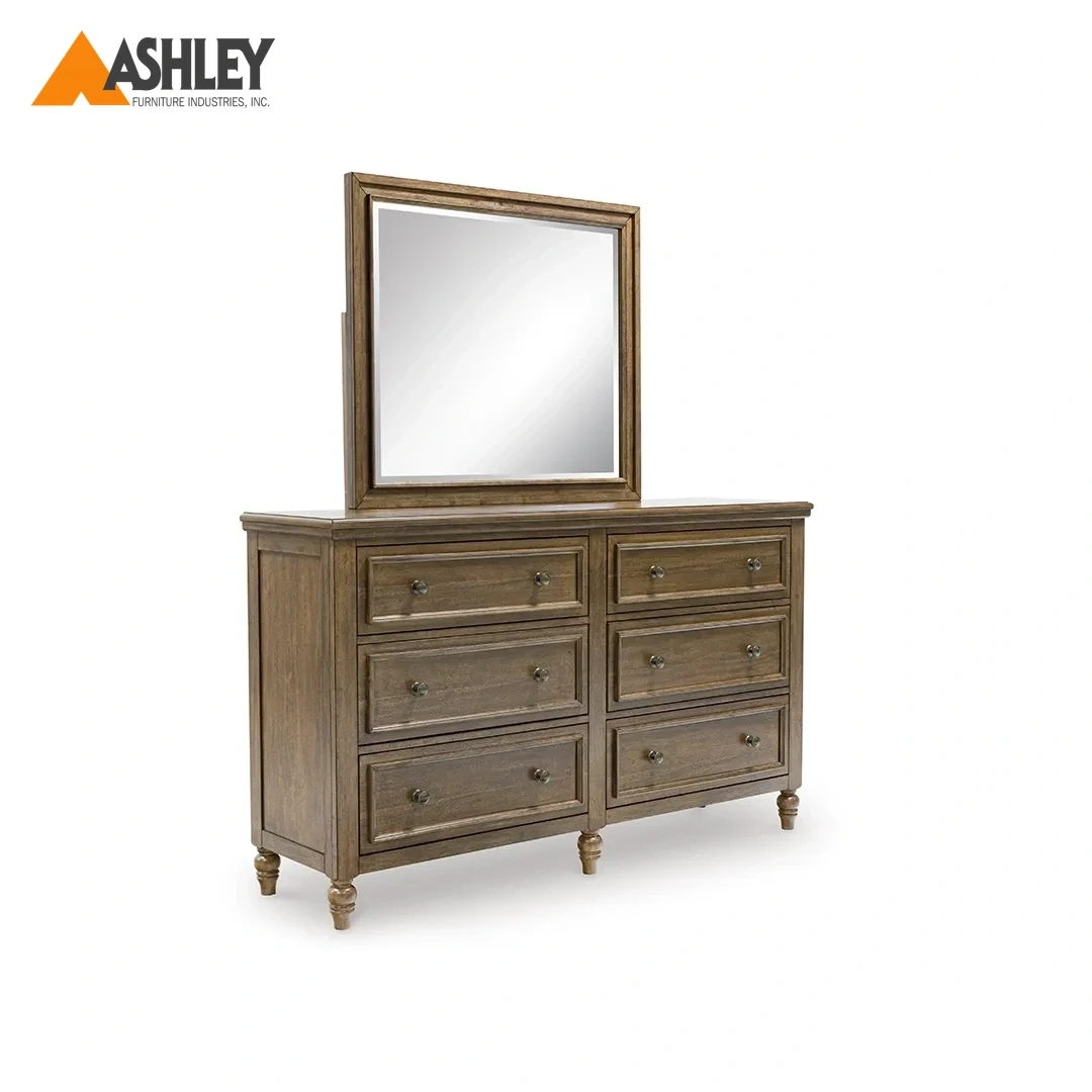 STURLAYNE DRESSER + MIRROR MADE FROM ENGINEERED WOOD