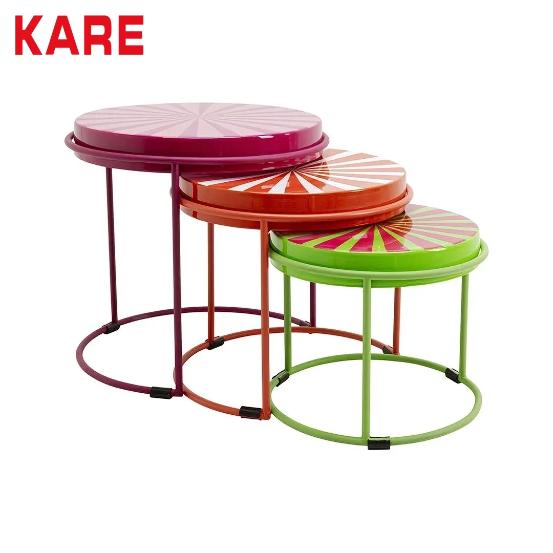 طقم طاولات متداخلة 3 قطع جوود فايبس الوان متعدده