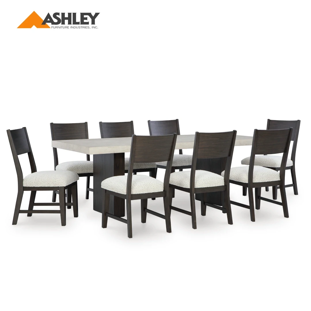 WESTONFORT DINING TABLE SET 8 CHAIRS - BEIGE
