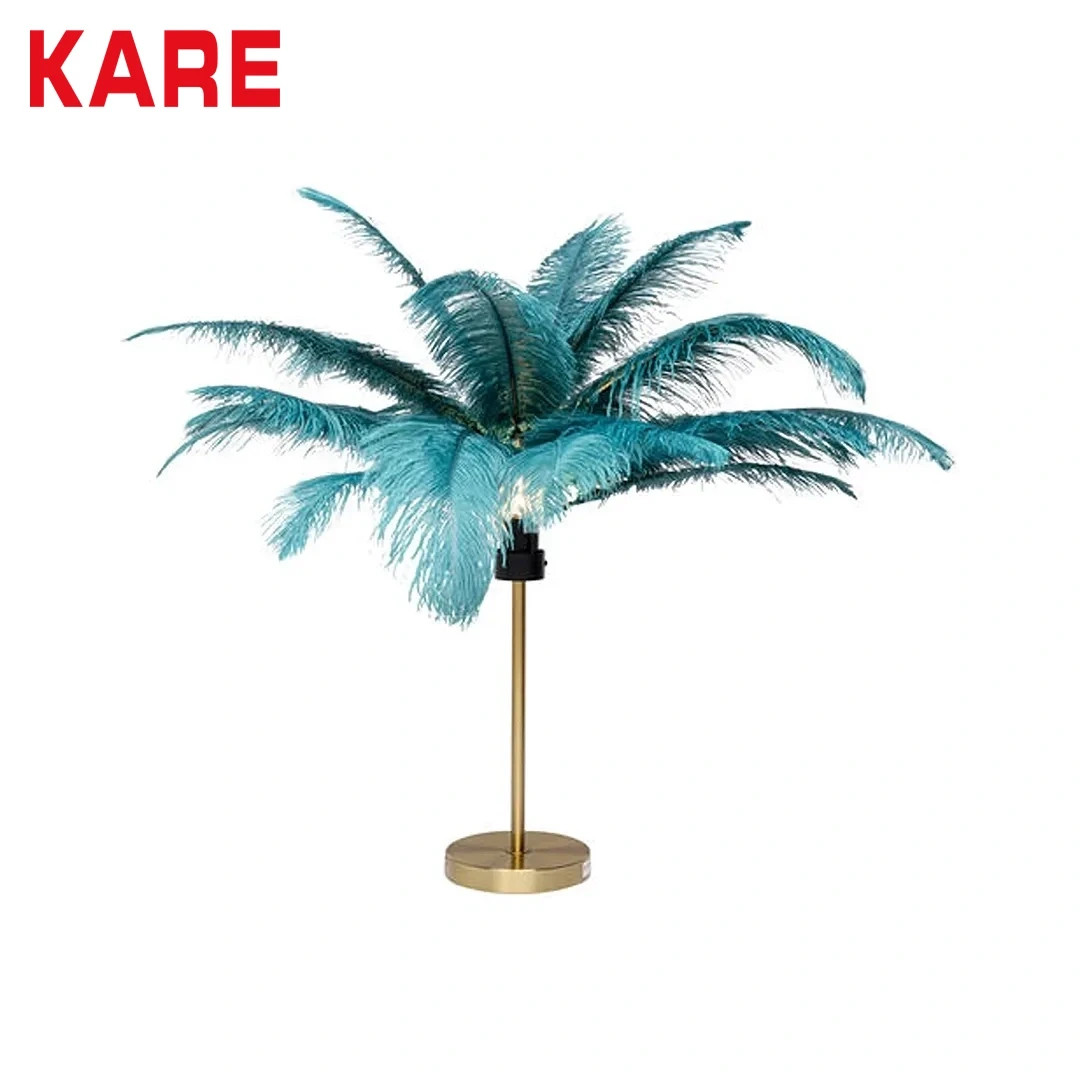 TABLE LAMP FEATHER PALM GREEN 60CM