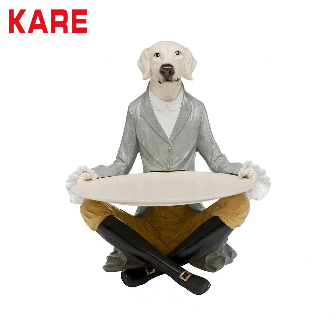 GENTLEMAN DOG TRAY DECO FIGURINE SMALL WHITE