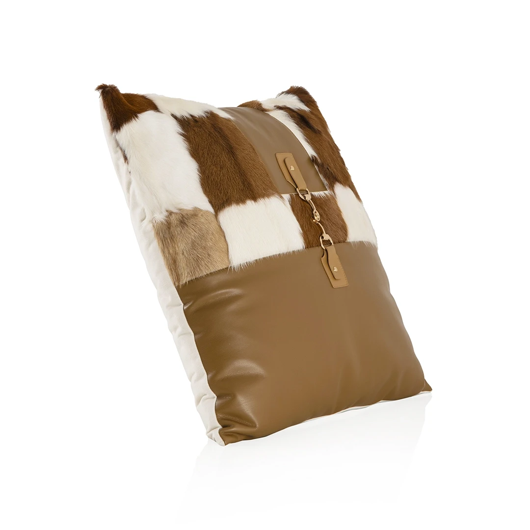 DAZAK SQUARE CUSHION MADE FROM LEATHER,FUR