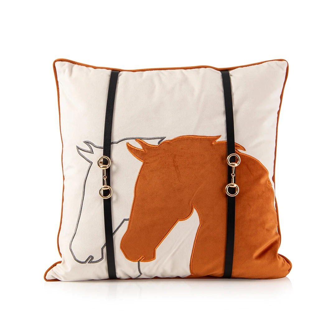 CELESTE SQUARE CUSHION MADE FROM FABRIC,LEATHER
