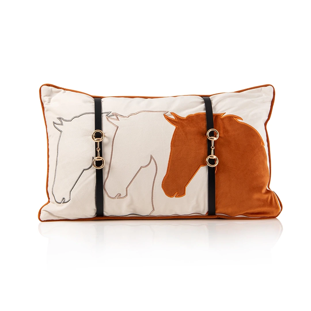 CELESTE RECTANGLE CUSHION MADE FROM FABRIC,LEATHER