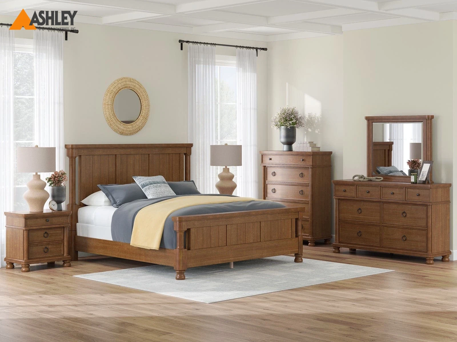 طقم غرفة نوم شادورث حجم ملكى (193*203 سم) بني لون بني