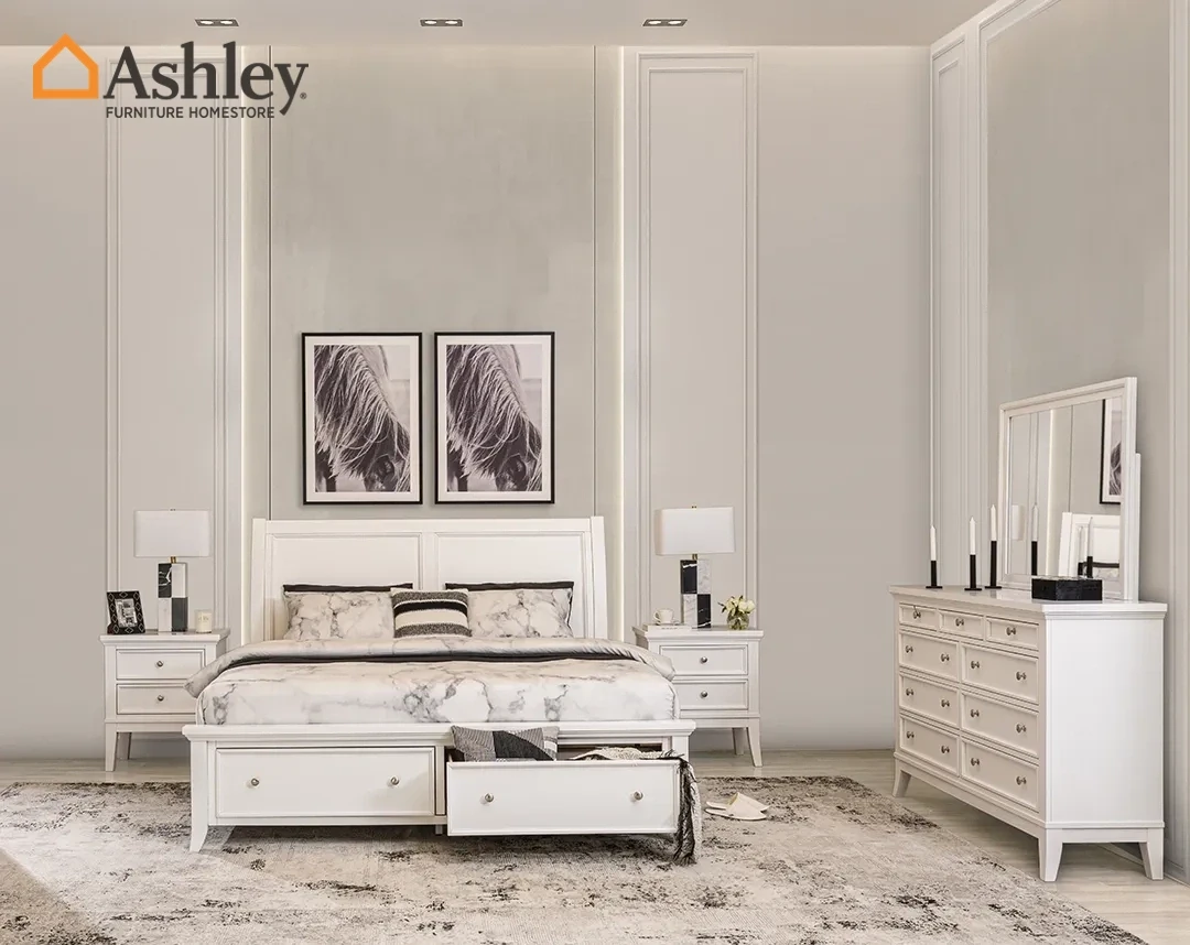 TRULANI BEDROOM SET KING SIZE (150*200CM) WHITE