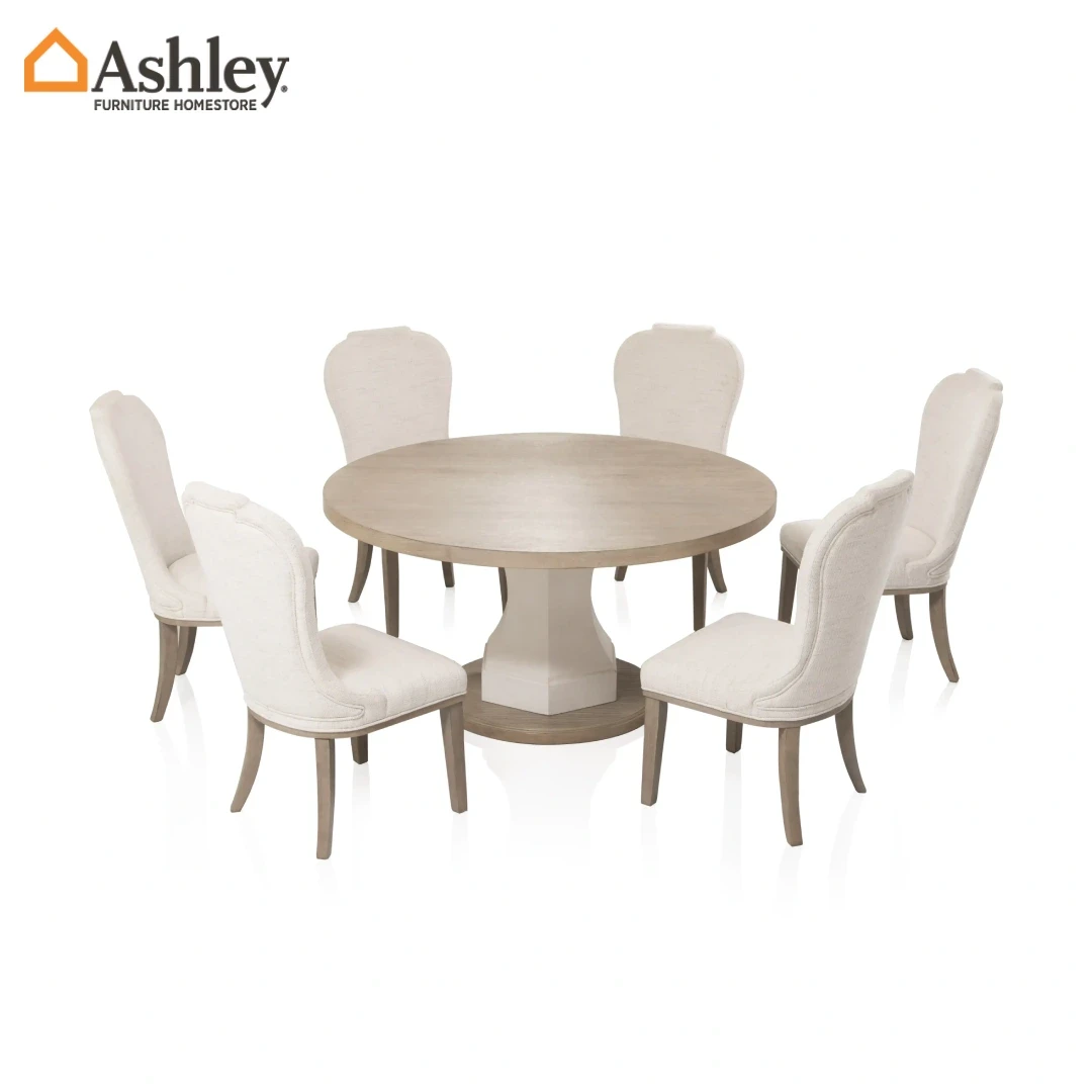 JORLAINA DINING TABLE SET 6 CHAIRS MADE FROM ENGINEERED WOOD