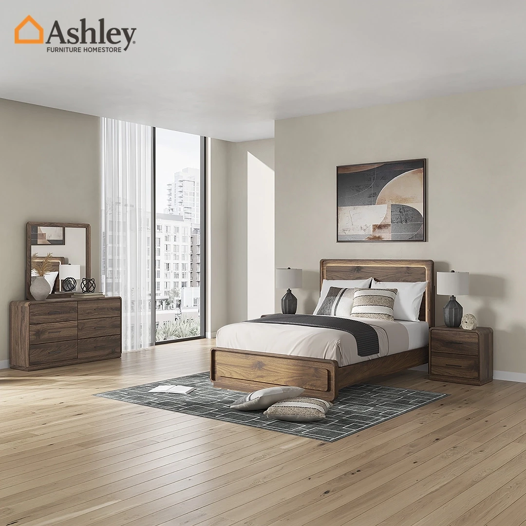 HOLLINAZE WOODEN BEDROOM SET WITHOUT WARDROBE KING SIZE (193*203 CM) - BROWN