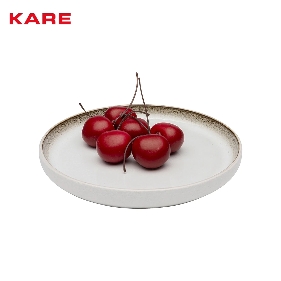 DESERT PLATE 16X16X2CM WHITE AND BROWN