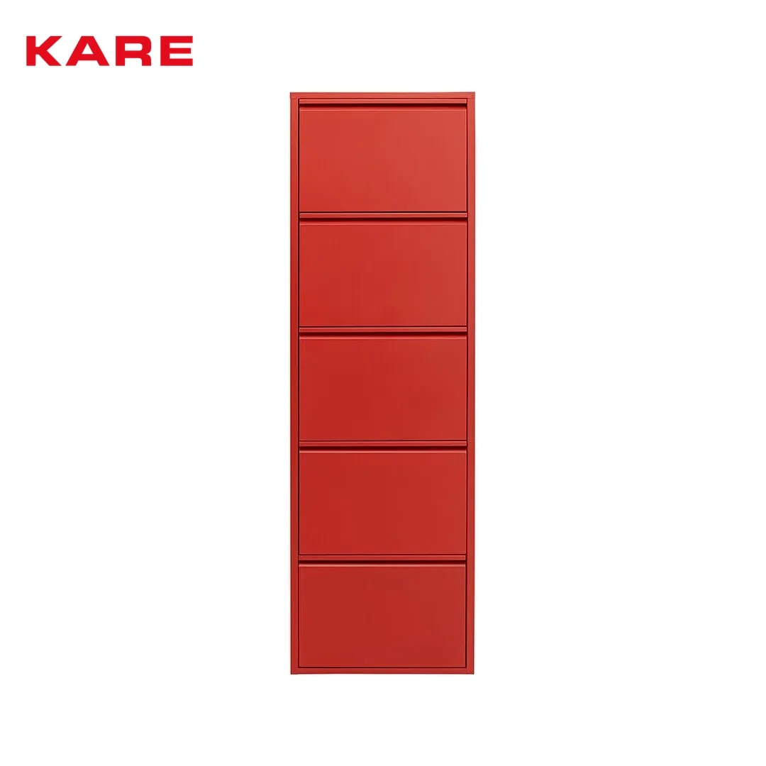 CARUSO METAL SHOE CABINET RED W50 * D15 * H173 CM
