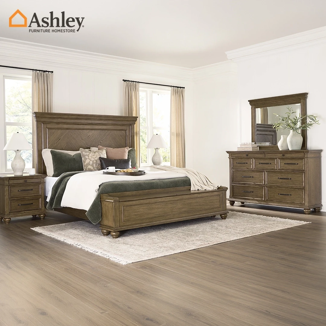 WAYNELY BEDROOM SET WITHOUT WARDROBE KING SIZE (193*203 CM) - BROWN