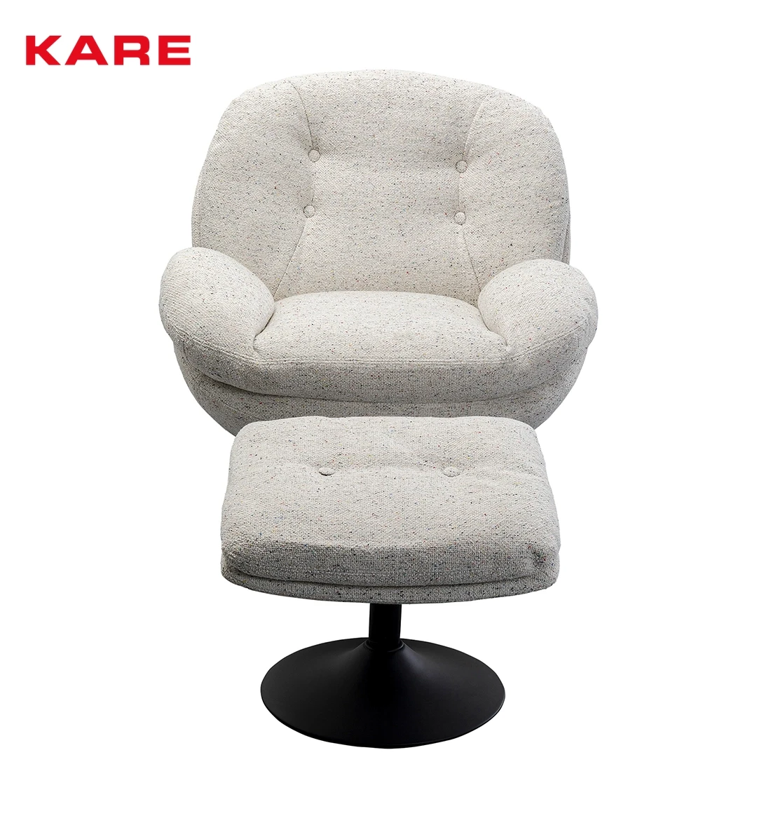 SWIVEL CHAIR AND OTTO 82X85X86CM WHITE AND BLACK