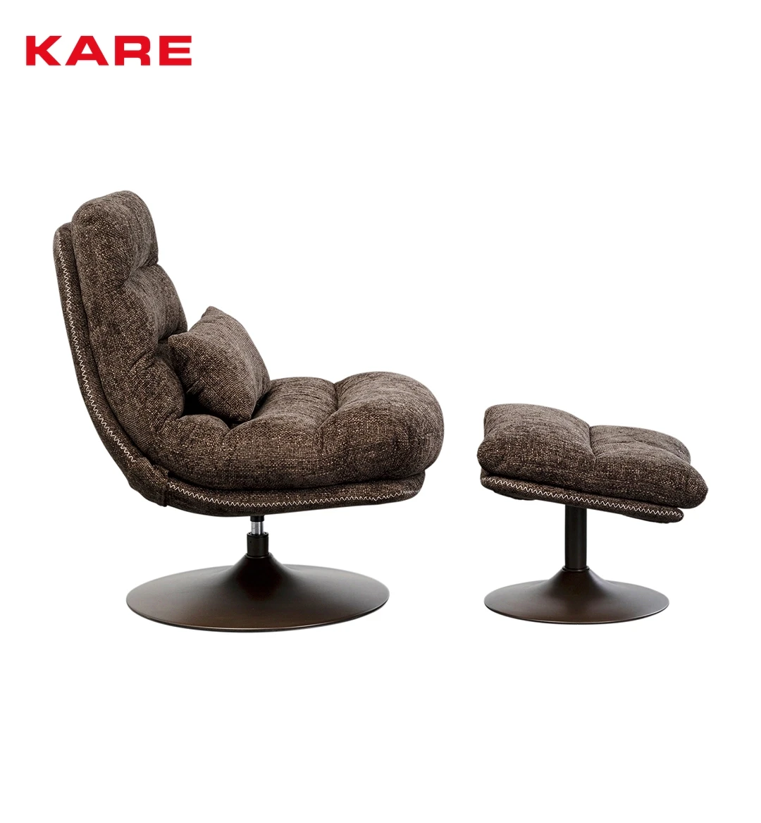 SWIVEL CHAIR AND OTTO 92X83X82CM BROWN AND BLACK
