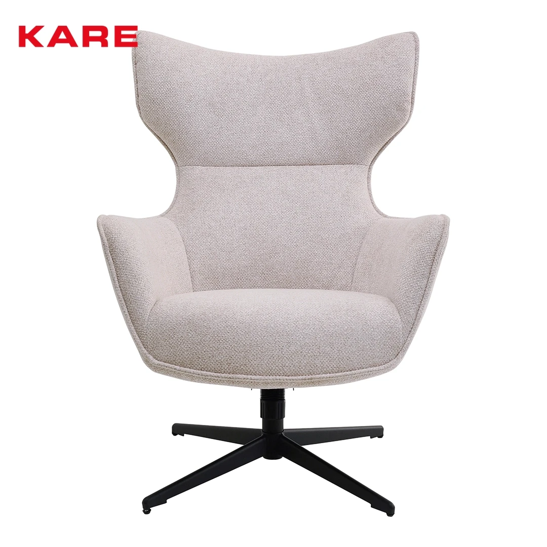 SWIVEL CHAIR + OTTO 74X83X101CM WHITE AND BLACK
