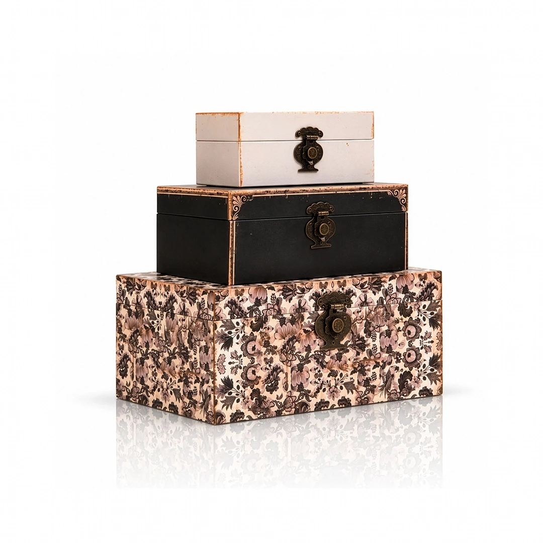 STORAGE BOX SET OF 3 PCS - MULTICOLORED