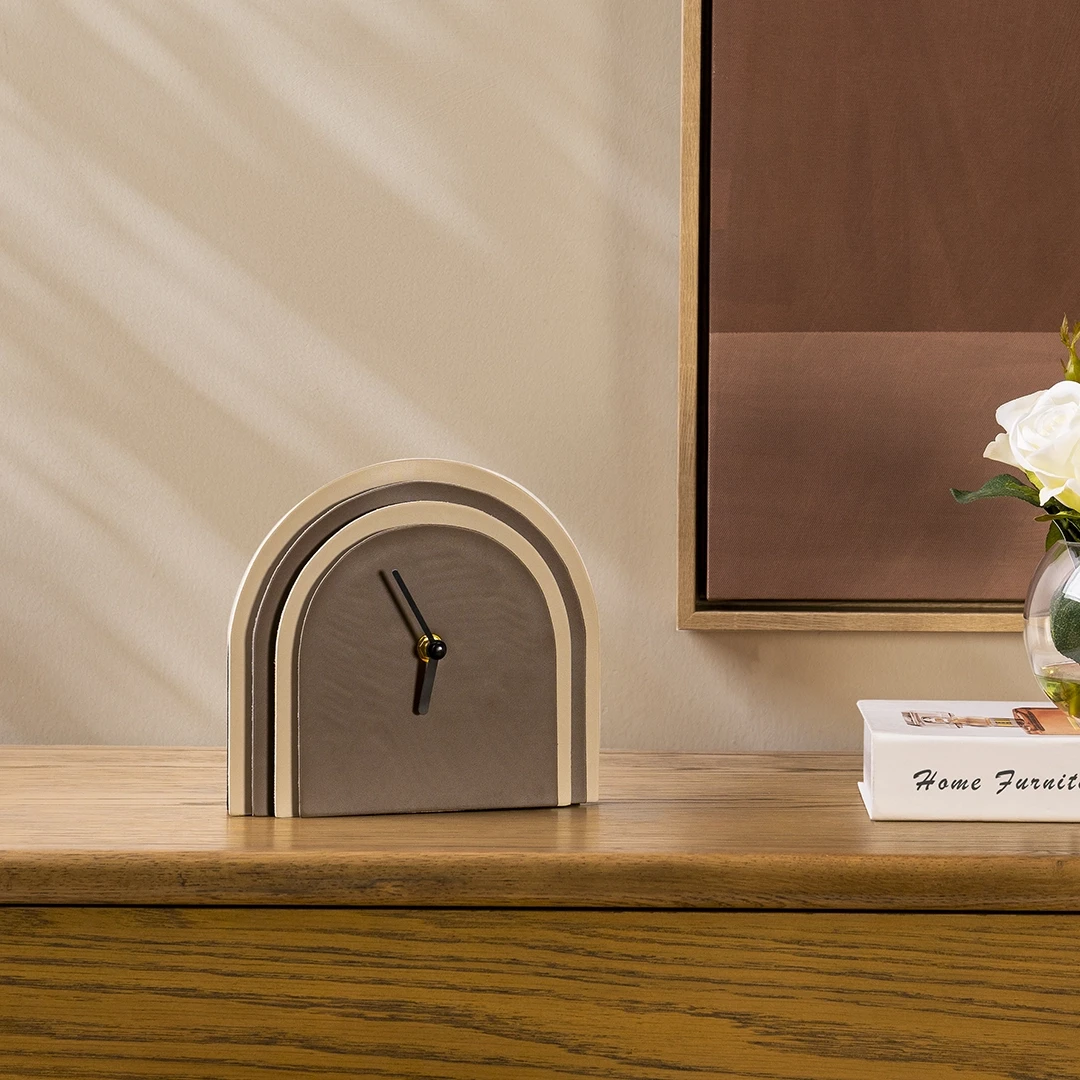 LUXEAMP TABLE CLOCK MADE FROM ENGINEERED WOOD,LEATHER