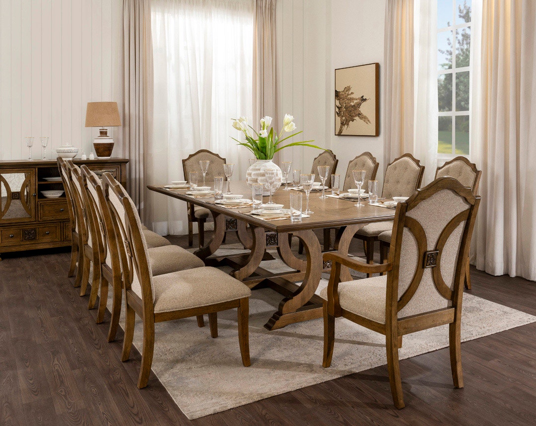 NESSO DINING TABLE SET 10 CHAIRS MADE FROM WOOD,ENGINEERED WOOD,ENGINEERED WOOD,FABRIC