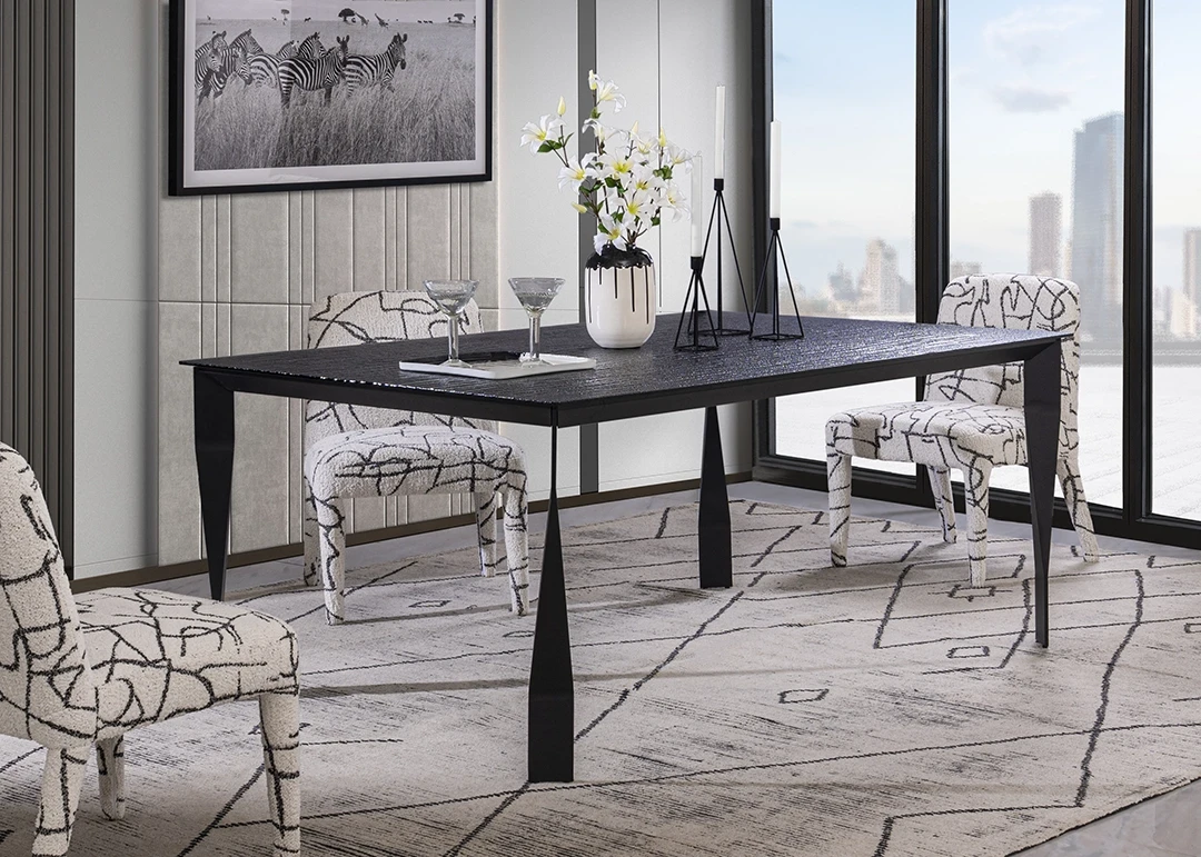 HENOK DINING TABLE MADE FROM METAL,GLASS