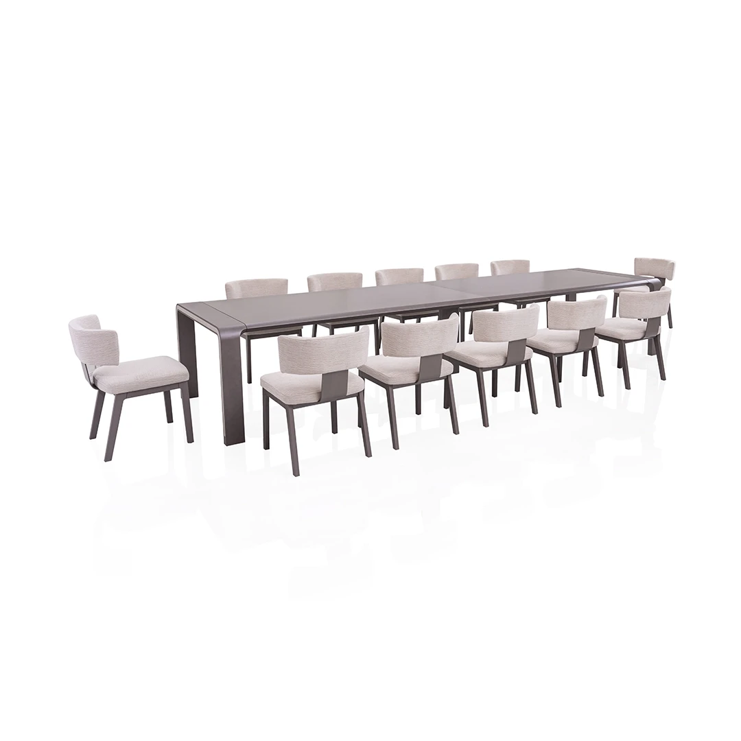 NOISCORE DINING TABLE SET 12 CHAIRS - GREY