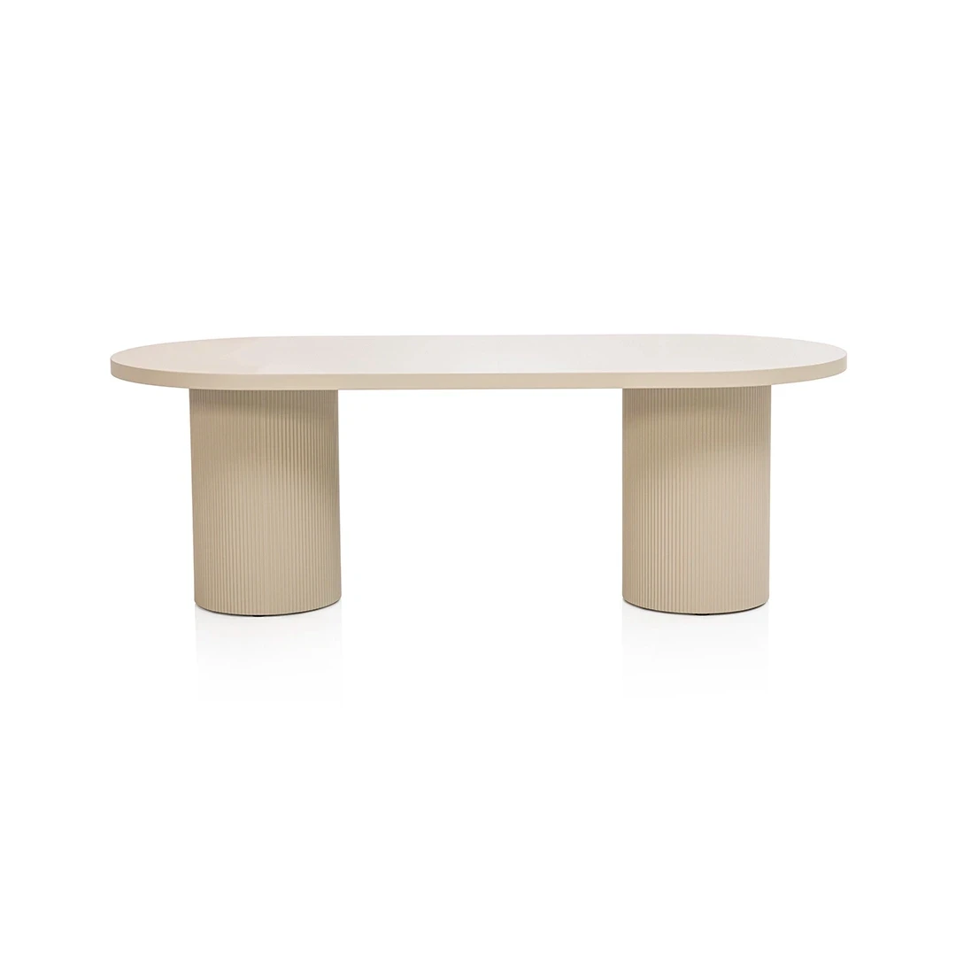 LUCIEN WOODEN DINING TABLE SET 8 CHAIRS BEIGE